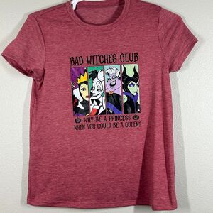 Bad Witches Club T-Shirt Womens S Disney Villains Graphic Short Sleeve Red